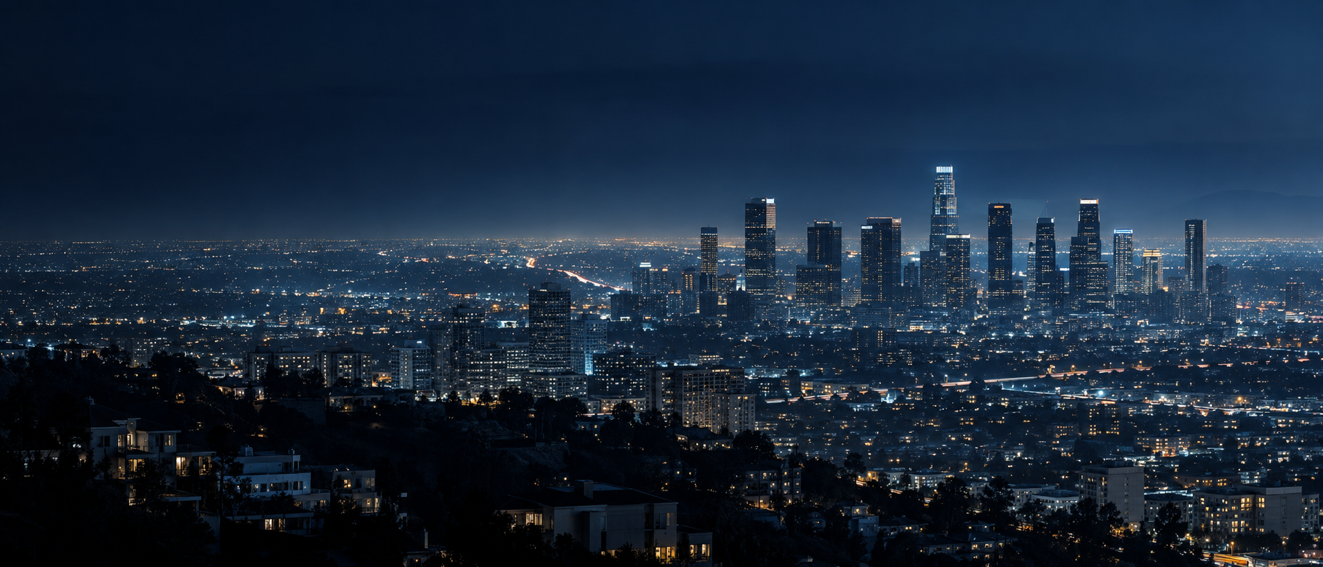Downtown Los Angeles skyline at night